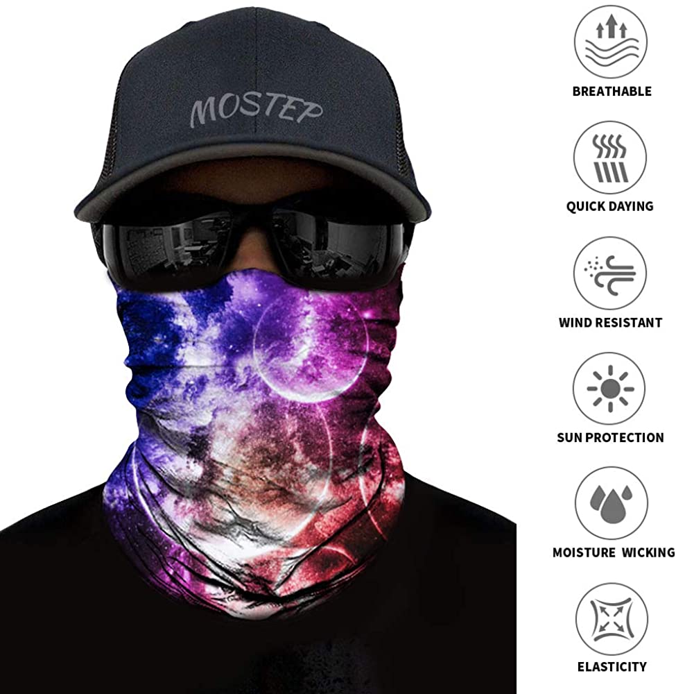 Neck Gaiter, Magic Headband Sport Headwear Elastic Face Mask Bandana Scarf UV Resistence Balaclava, 
