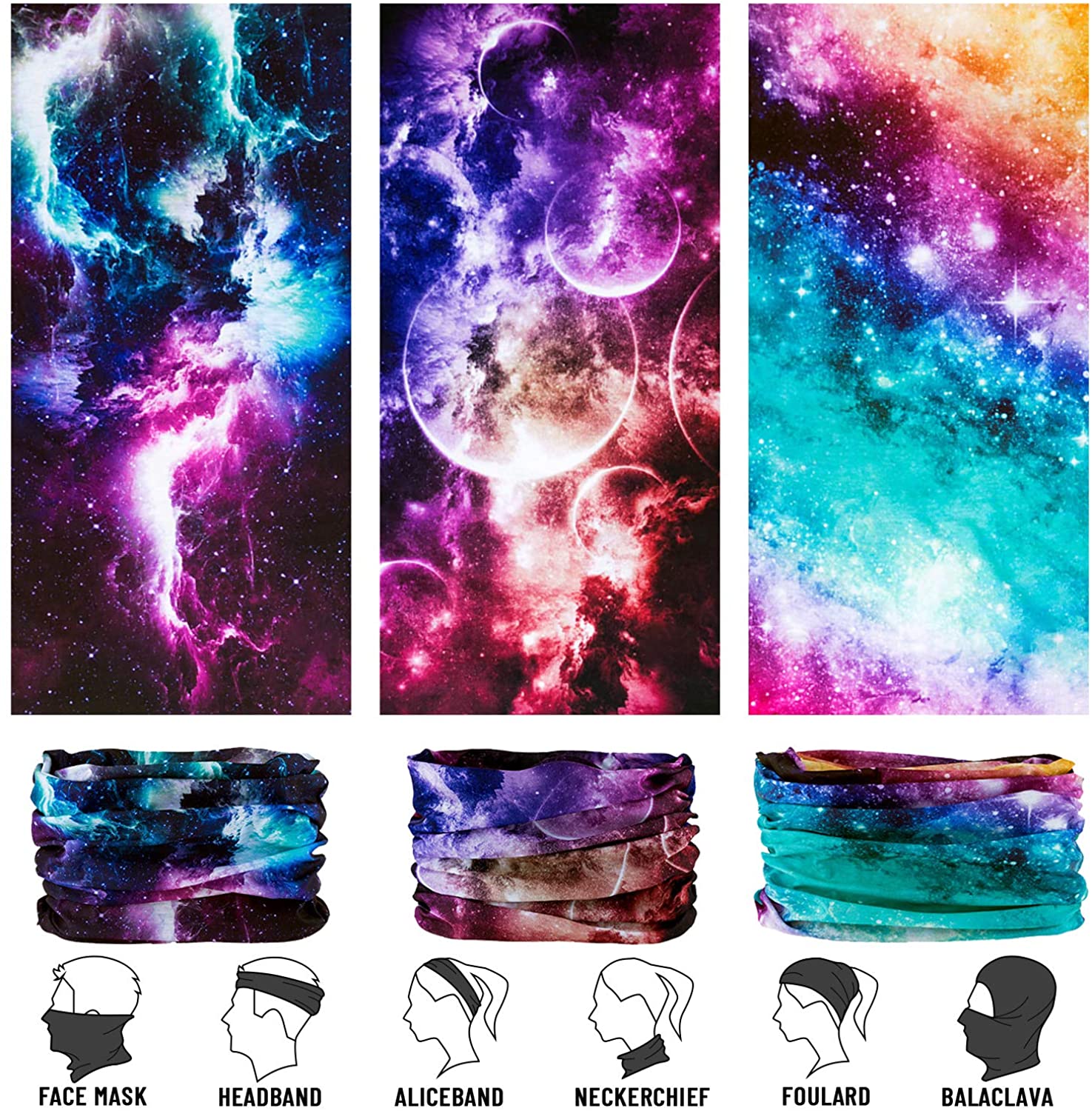 Neck Gaiter, Magic Headband Sport Headwear Elastic Face Mask Bandana Scarf UV Resistence Balaclava, 