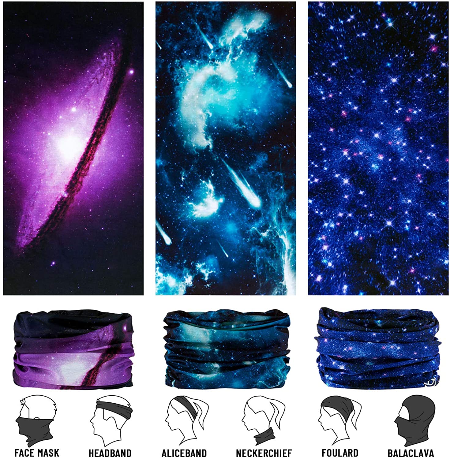 Neck Gaiter, Magic Headband Sport Headwear Elastic Face Mask Bandana Scarf UV Resistence Balaclava, 