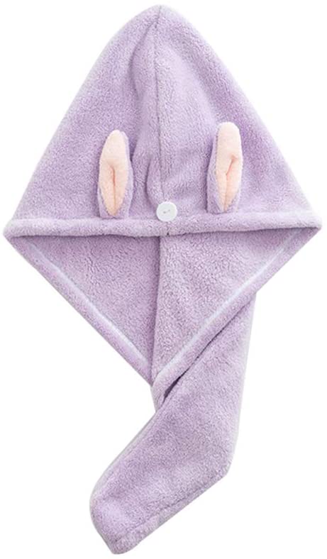 carduran Microfiber Hair Drying Cap, Bunny Ear Water Absorbent Quick Dry Wrap Hair Hat Bathing Showe