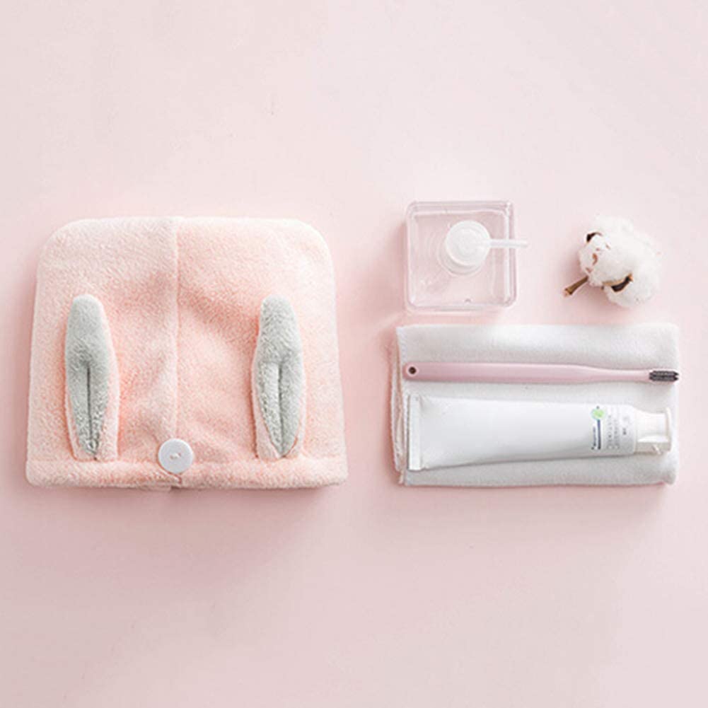 carduran Microfiber Hair Drying Cap, Bunny Ear Water Absorbent Quick Dry Wrap Hair Hat Bathing Showe