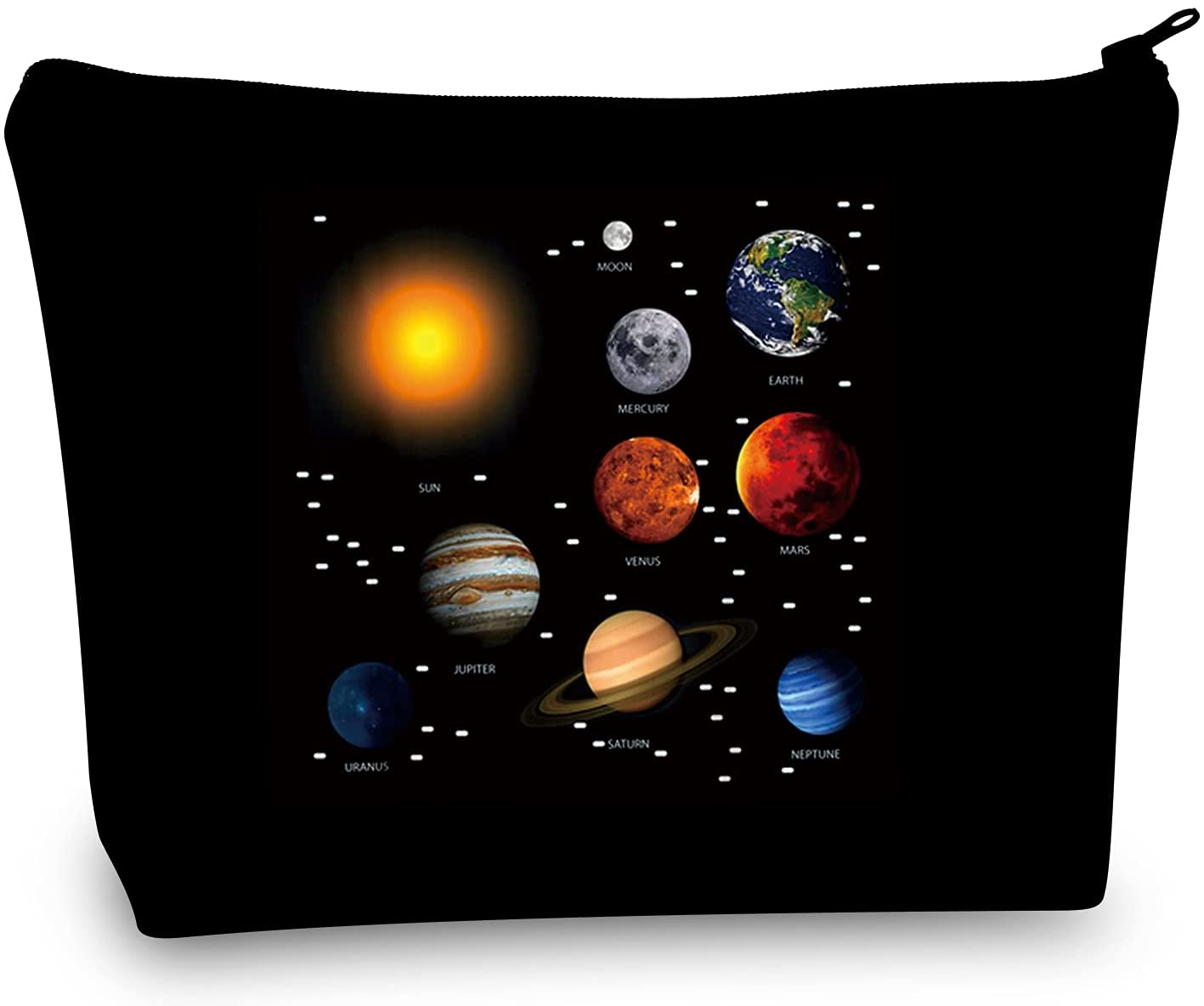 LEVLO Solar System Cosmetic Bag Universe Galaxy Guardian Star Gift Solar System Inspired Makeup Zipp