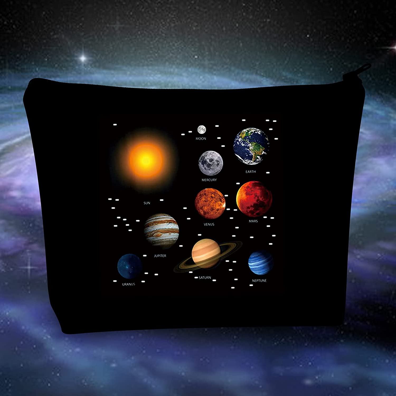 LEVLO Solar System Cosmetic Bag Universe Galaxy Guardian Star Gift Solar System Inspired Makeup Zipp