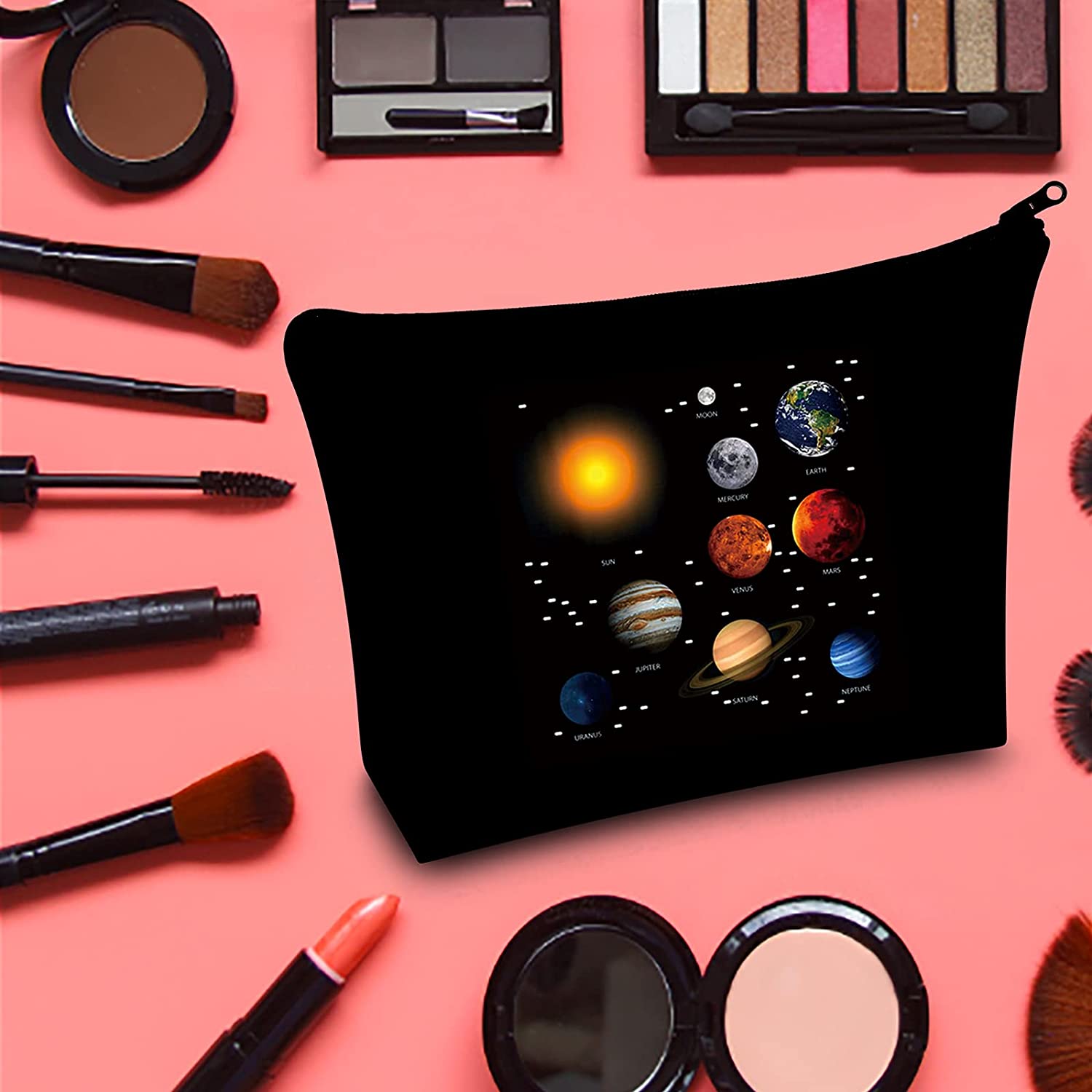 LEVLO Solar System Cosmetic Bag Universe Galaxy Guardian Star Gift Solar System Inspired Makeup Zipp