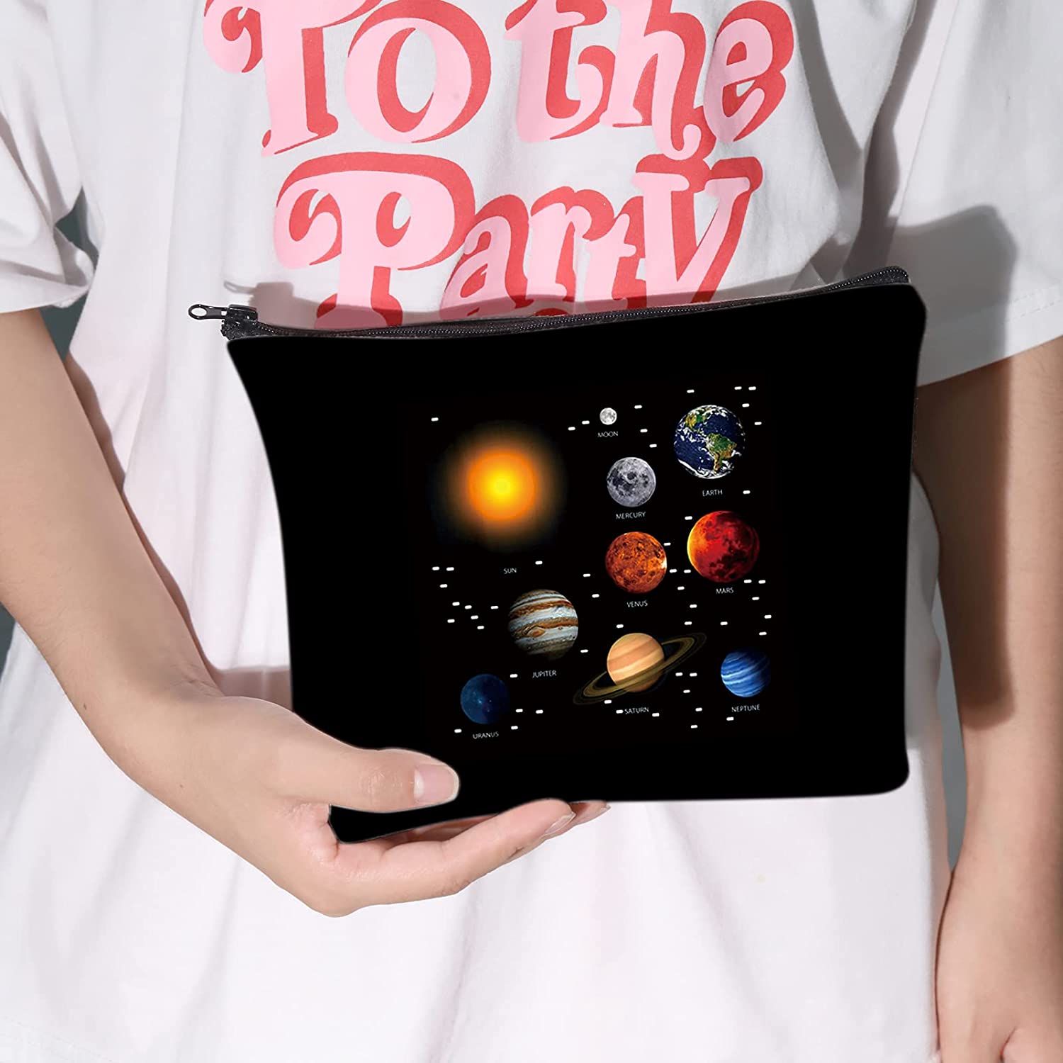 LEVLO Solar System Cosmetic Bag Universe Galaxy Guardian Star Gift Solar System Inspired Makeup Zipp