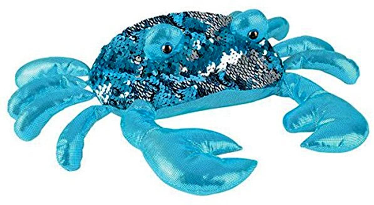 Sequinimals Sequin Crab Plush Stuffed Animal Reversible Sequins Turquoise & Silver