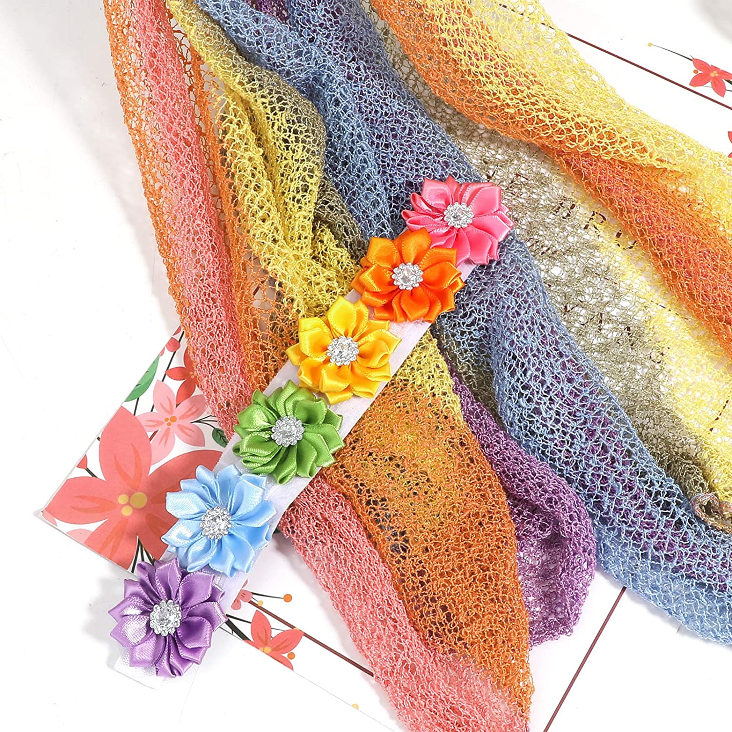 Newborn Baby Photography Props Baby Rainbow Striped Wrap Photo Props Infant Blanket Stretch for Baby