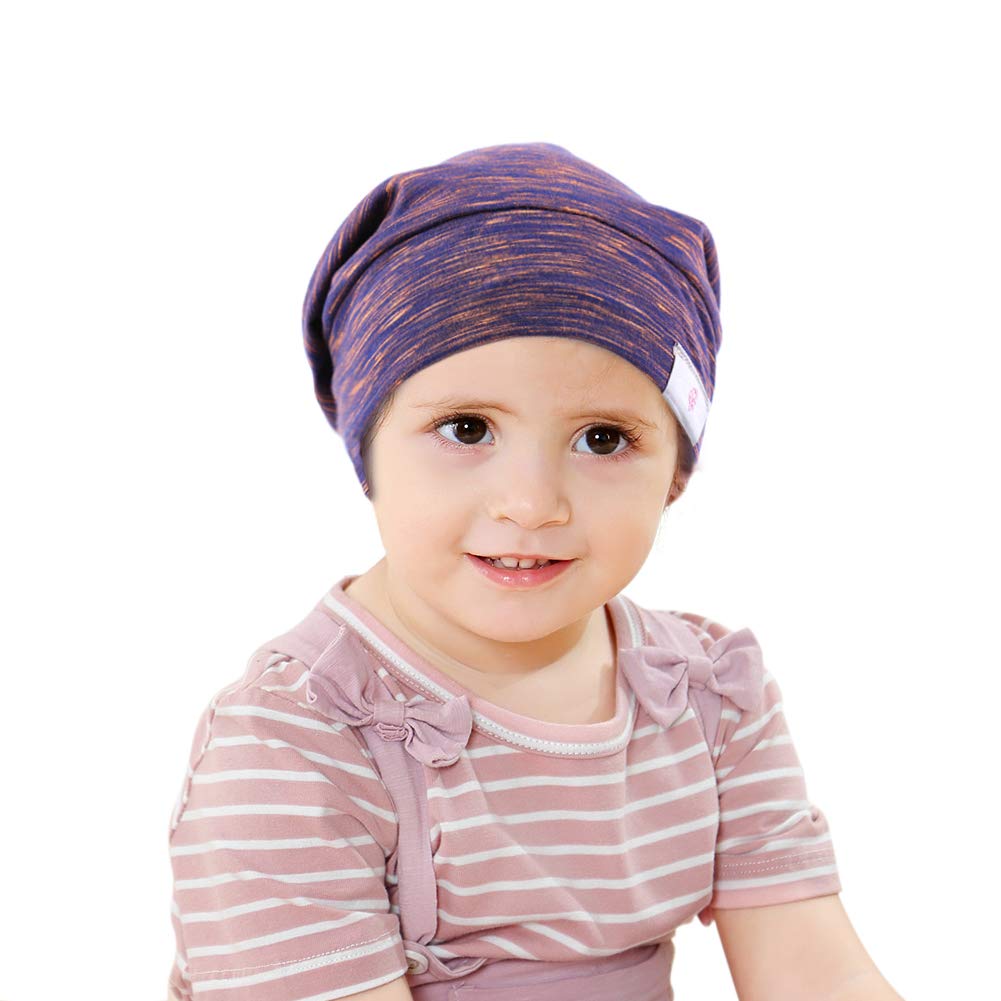 Greatremy Beanie Kids Silky Satin Lined Hair Bonnet Sleep Cap-Adjustable Elastic Band Slouchy Cotton