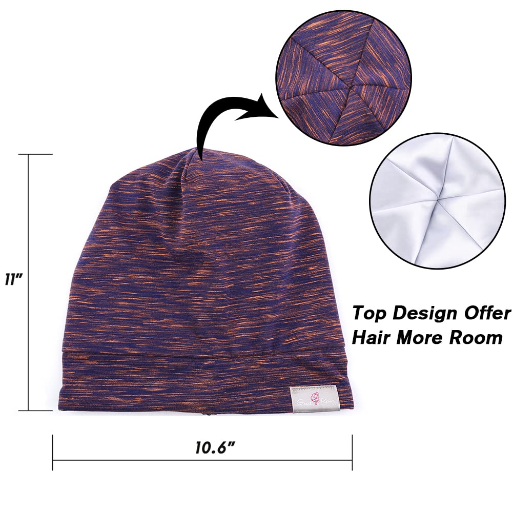 Greatremy Beanie Kids Silky Satin Lined Hair Bonnet Sleep Cap-Adjustable Elastic Band Slouchy Cotton