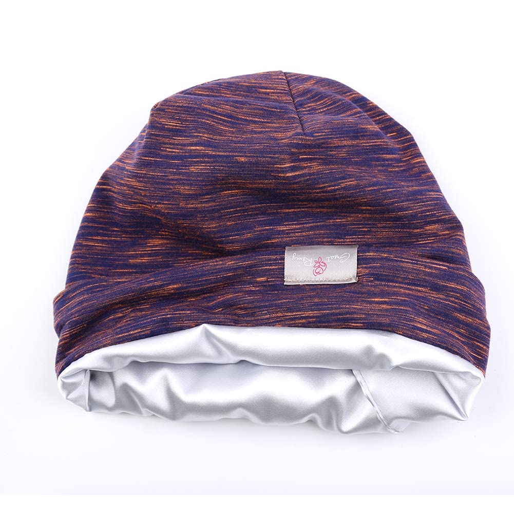 Greatremy Beanie Kids Silky Satin Lined Hair Bonnet Sleep Cap-Adjustable Elastic Band Slouchy Cotton