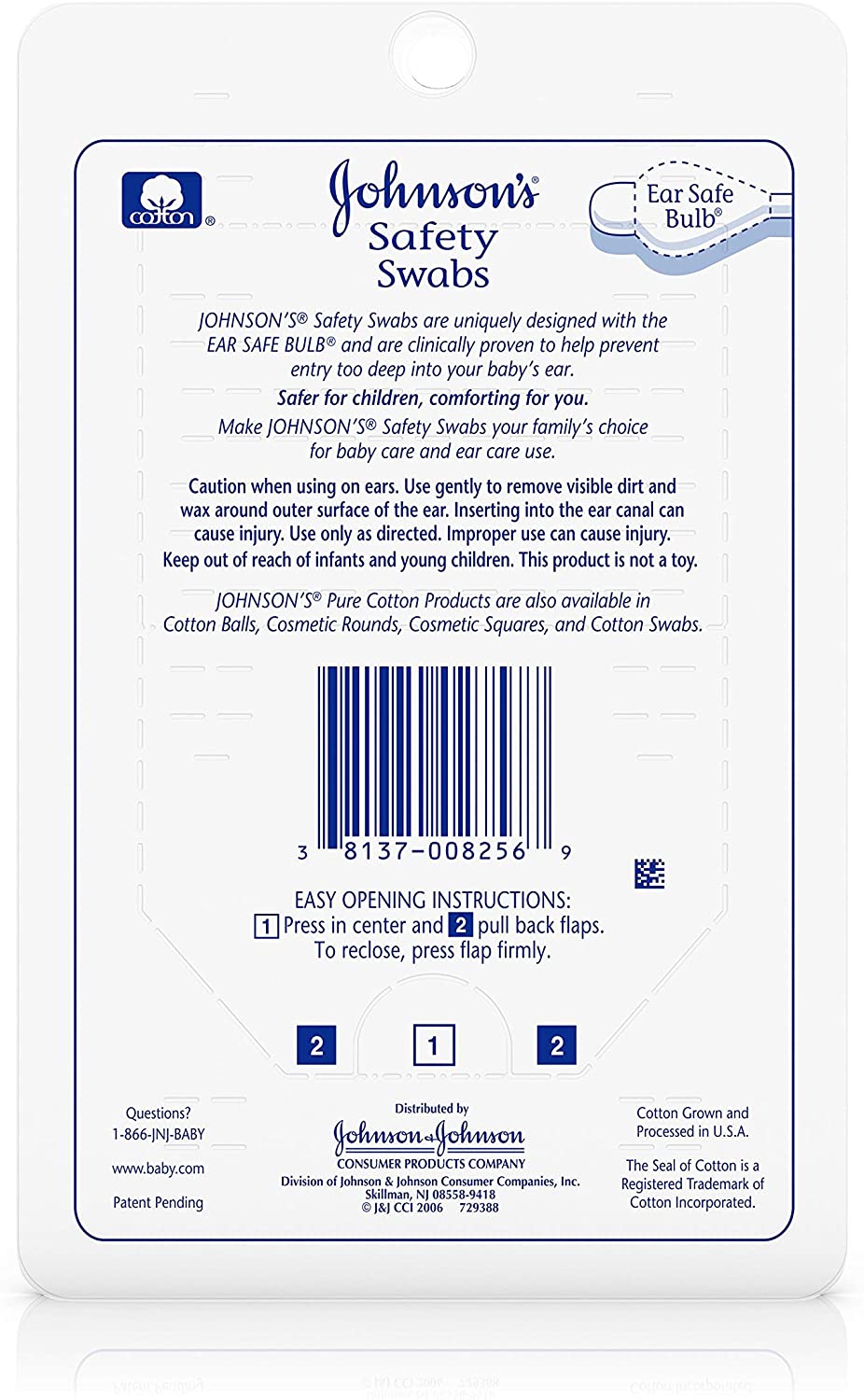 Johnson & Johnson Johnsons Safety Swabs 55 Count Peg (Pack of 4)