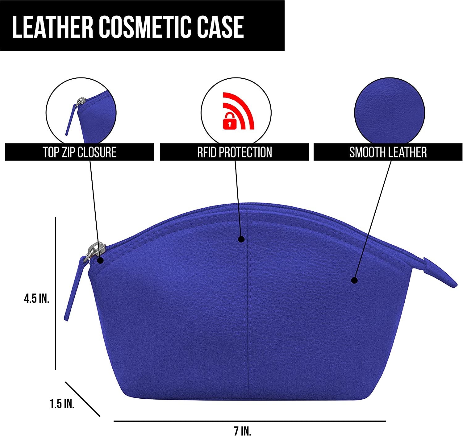 ili New York 6480 Leather Cosmetic Makeup Case