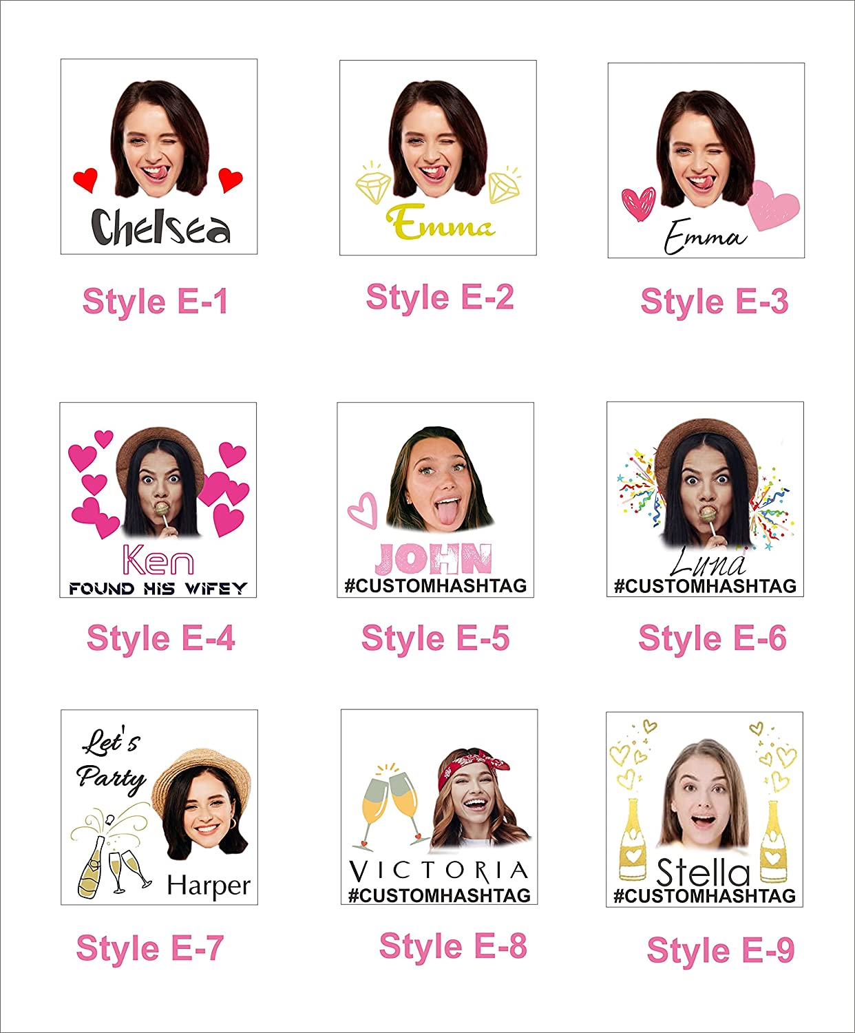 kullder 30pcs Custom Bachelorette Party Tattoo, Bride Tattoos, Personalized Face Tattoos, Party Deco