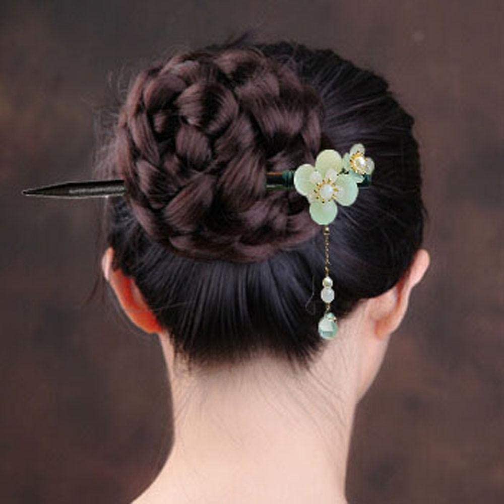 CHDHALTD Chinese Hair Stick Vintage Hair Pin Glass Beads Glazed Flower Hair Chopsticks Vintage Tasse