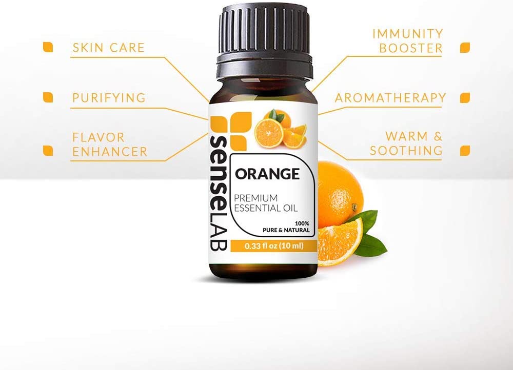 SenseLAB Orange Essential Oils - 100 % Pure Extract Orange Oil Therapeutic Grade - Relaxation and We