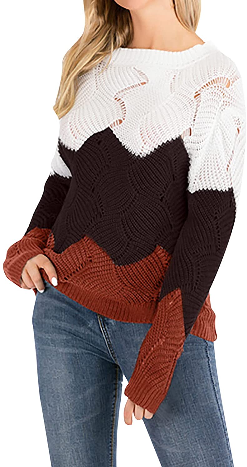 Sweaters For Women,Womens Tops Comfy O-Neck Pullover Autumn Striped Knitted T-Shirt Long-Sleeve Ladi
