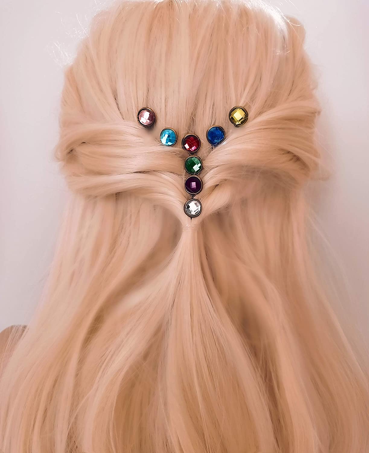 Crystal Hair Pins for Women, Decorative Bobby Pin Set of 8 Colorful Rainbow Hairpins, Sparkly Glass 