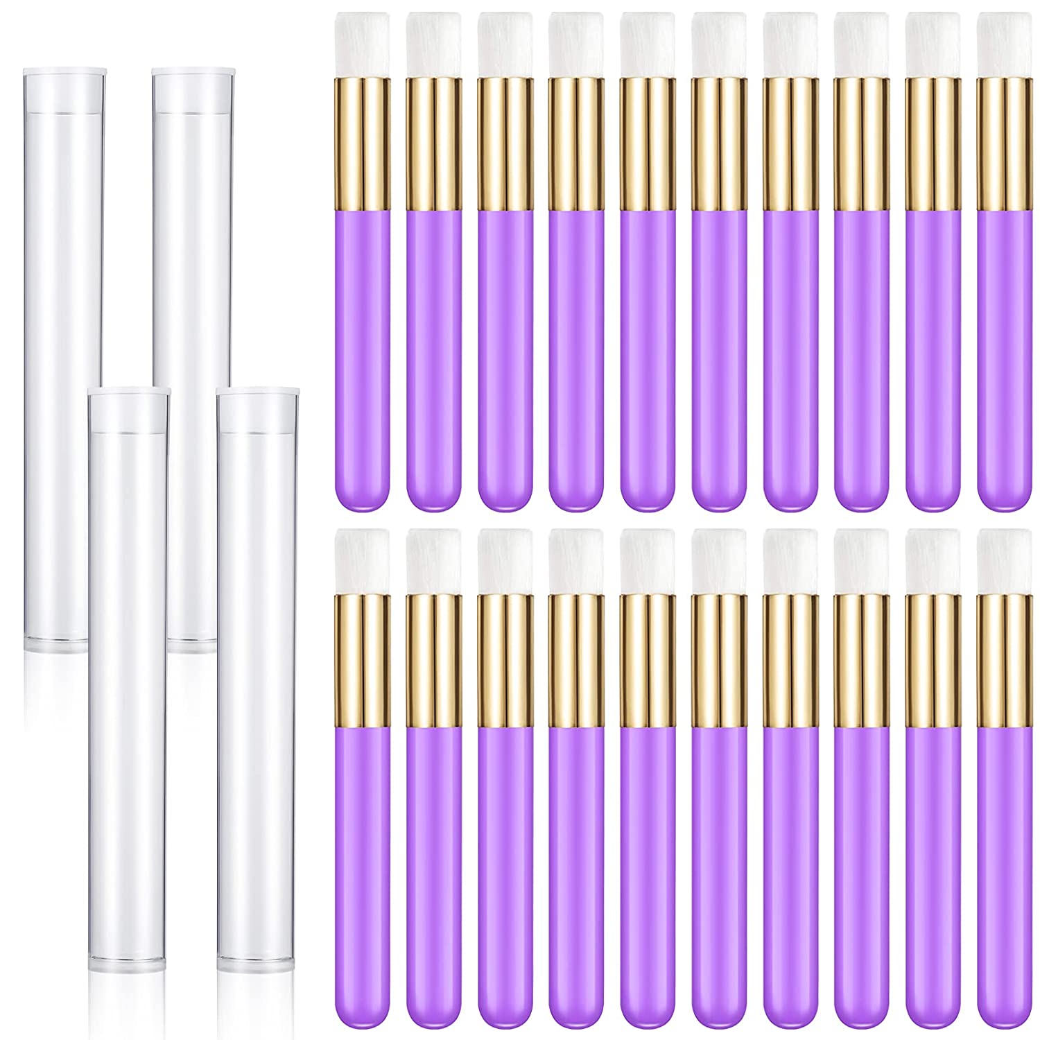 24 Pieces Lash Shampoo Brushes Set with Transparent Travel Plastic Tubes, Eyelash Extensions Nose Po