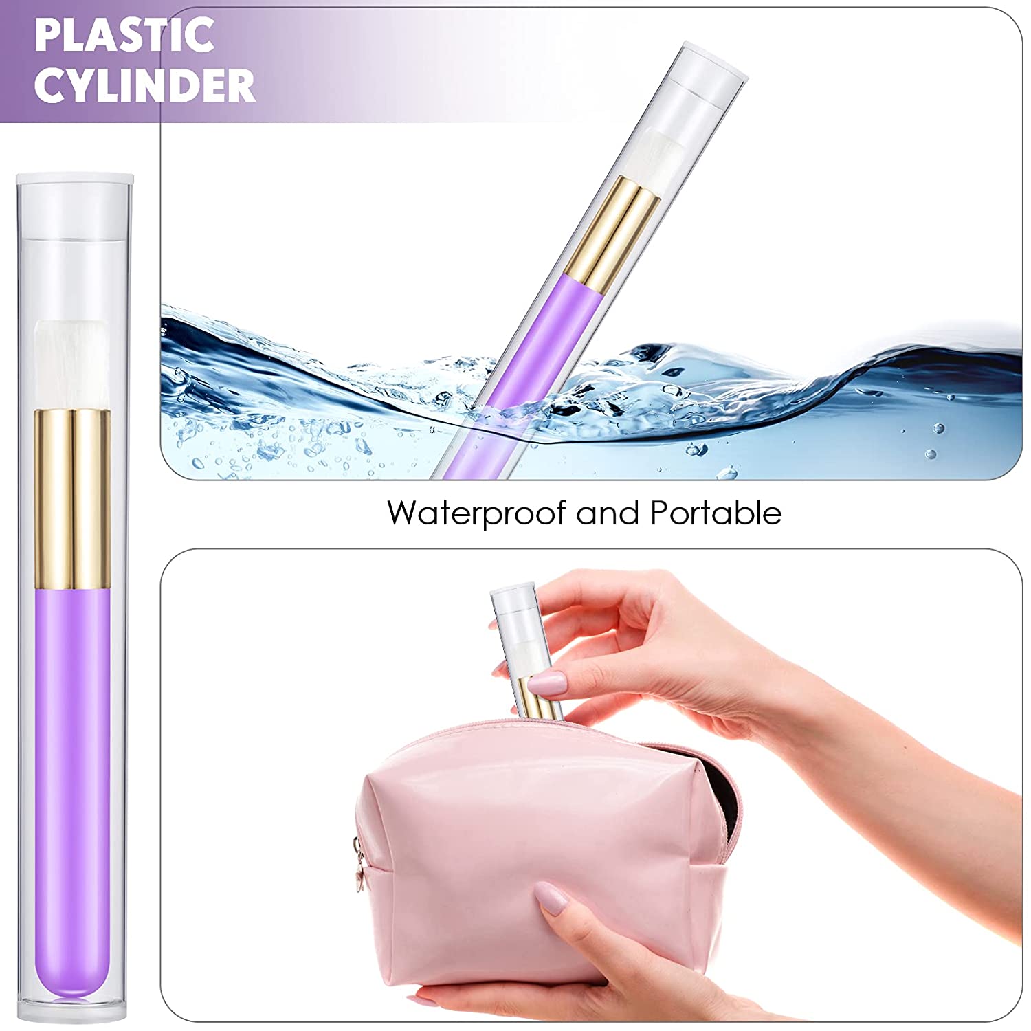 24 Pieces Lash Shampoo Brushes Set with Transparent Travel Plastic Tubes, Eyelash Extensions Nose Po