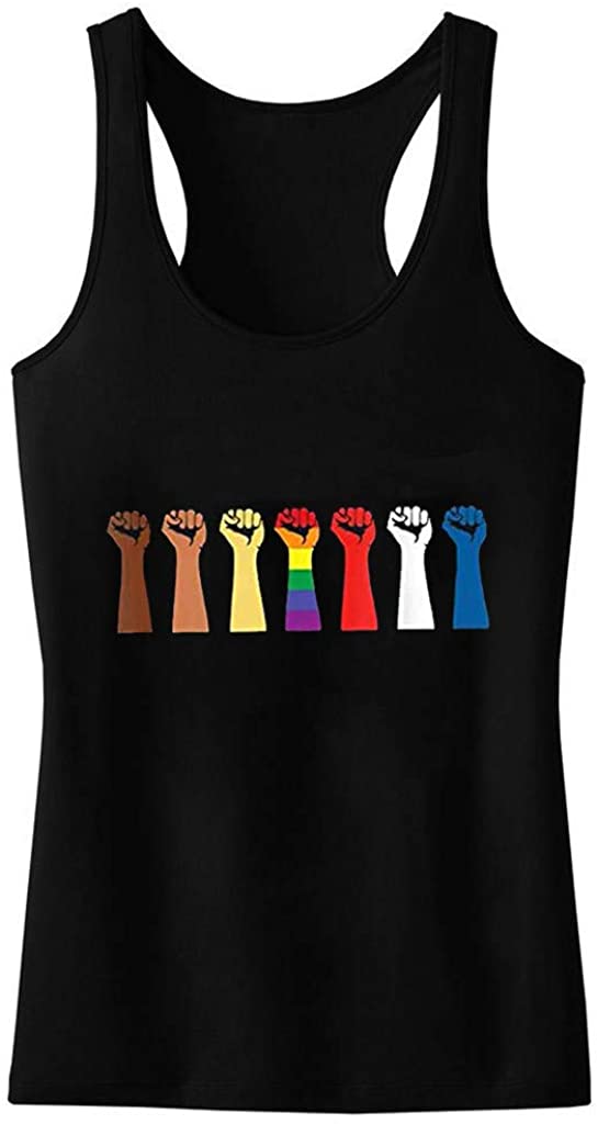 Dosoop Women Graphic Workout Tank Top Summer Casual Loose Fit Crewneck Sleeveless Scoop Neck T-Shirt