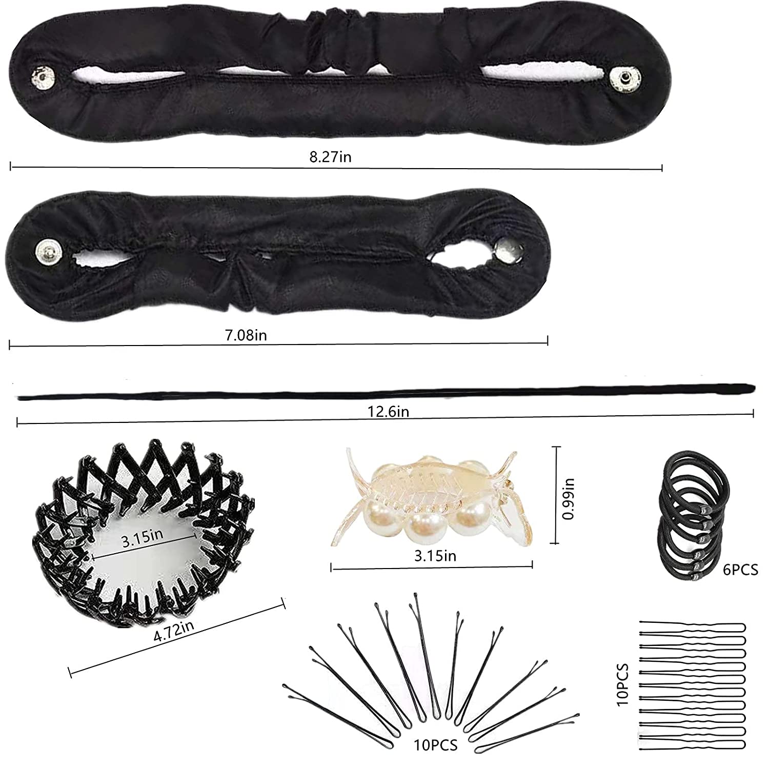 Hair Bun Maker 34PCS Hair Bun Shaper Kit for Thick/Long/Thin/Short Hair Include 6PCS Bun Maker 1PCS
