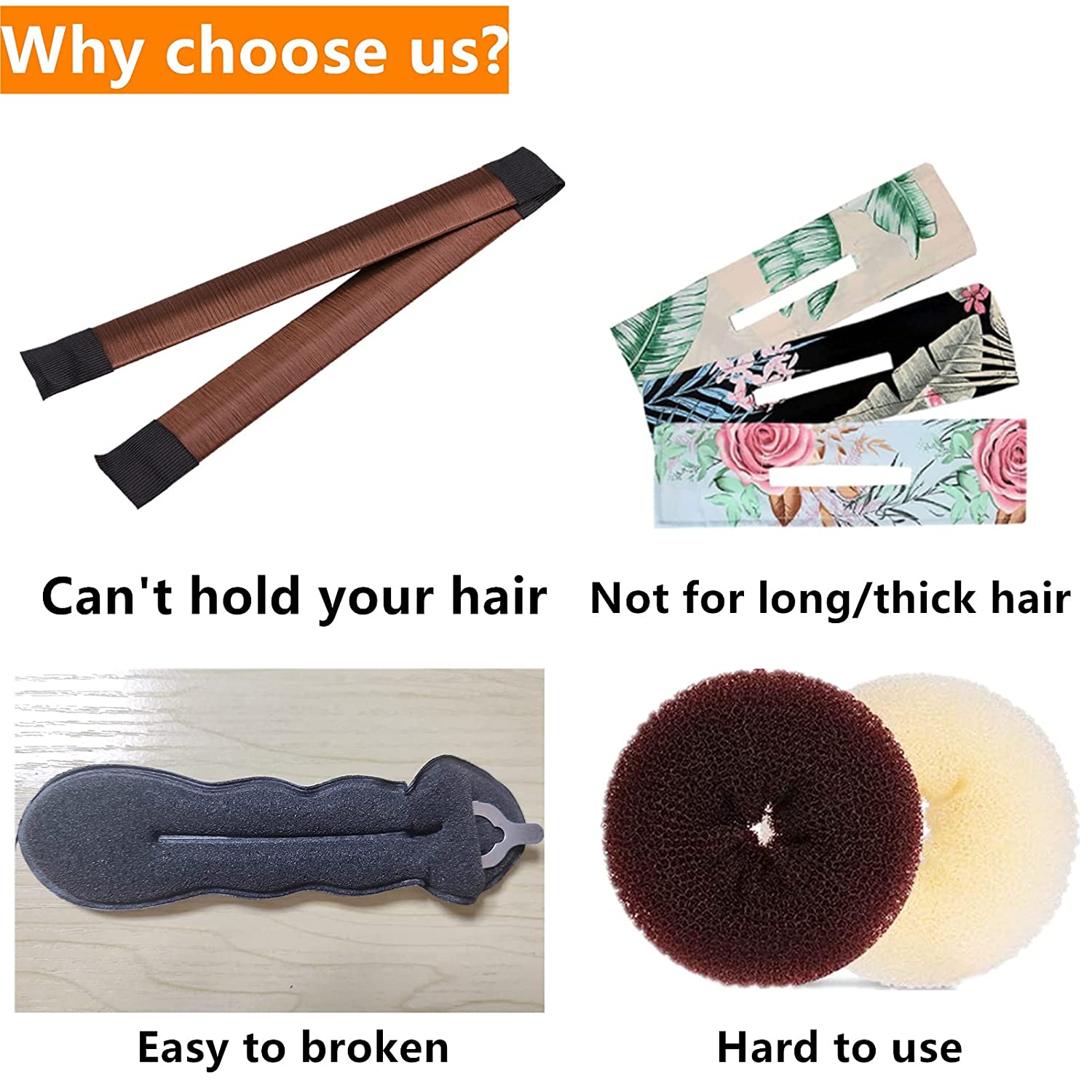 Hair Bun Maker 34PCS Hair Bun Shaper Kit for Thick/Long/Thin/Short Hair Include 6PCS Bun Maker 1PCS