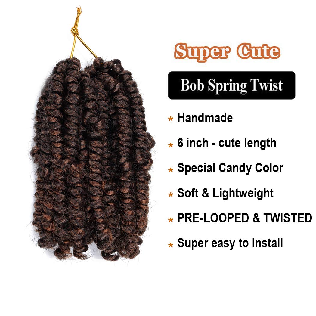 Bob Spring Twist 6 Inch Cute Spring Twists Crochet Braids Short Passion Twist Hair Pre-twisted Fluff