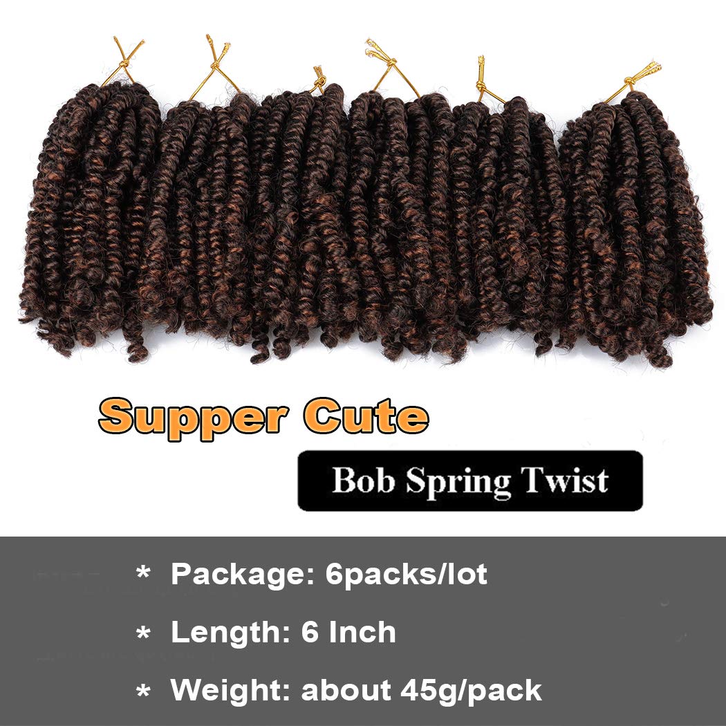 Bob Spring Twist 6 Inch Cute Spring Twists Crochet Braids Short Passion Twist Hair Pre-twisted Fluff