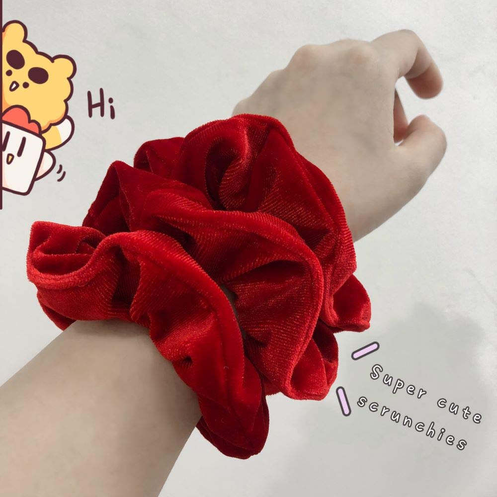 Semato 16 Pack Christmas Red Velvet Scrunchies for Hair Scrunchy Hair Ties Ropes for Women or Girls 