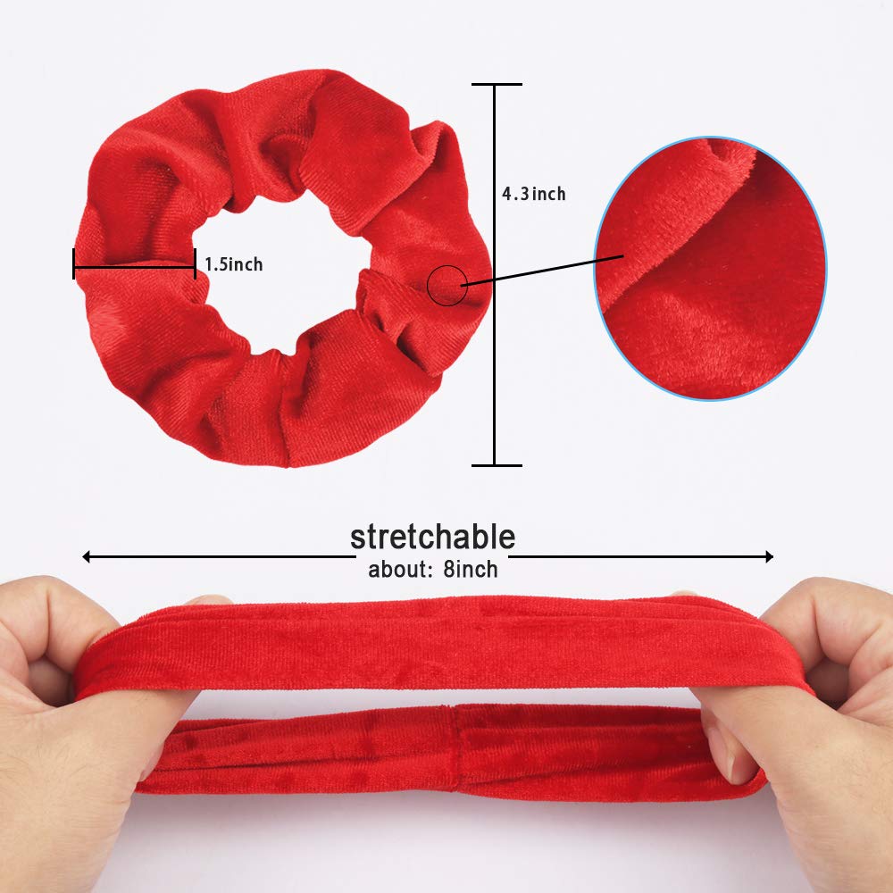 Semato 16 Pack Christmas Red Velvet Scrunchies for Hair Scrunchy Hair Ties Ropes for Women or Girls 