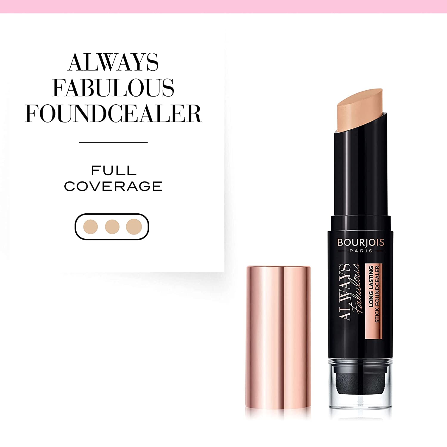 Bourjois Always Fabulous 24 Hour 2-in-1 Foundation and Concealer Stick with Blender, 400 Rose Beige