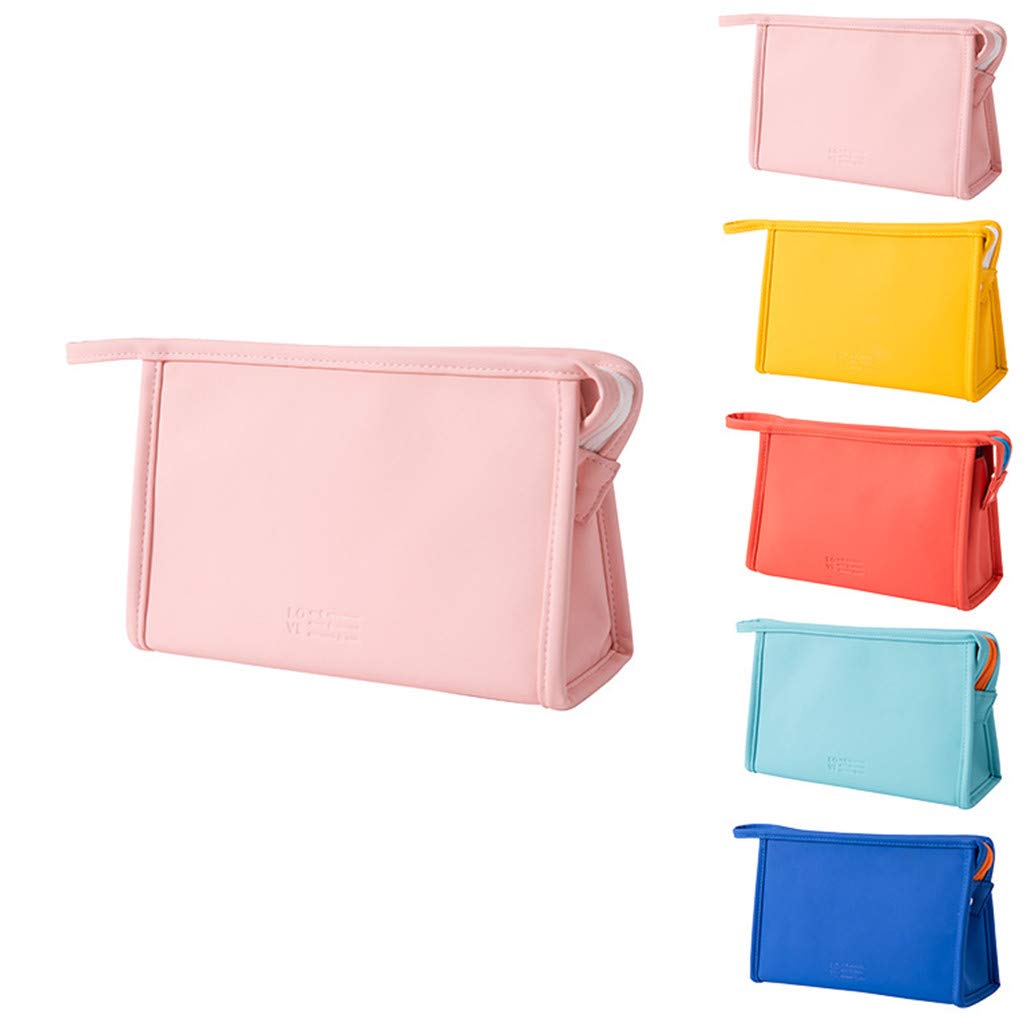 LYDZTION Makeup Bag Cosmetic Bag for Women,Portable Travel Bag PU Leather Waterproof Toiletry Bag Be