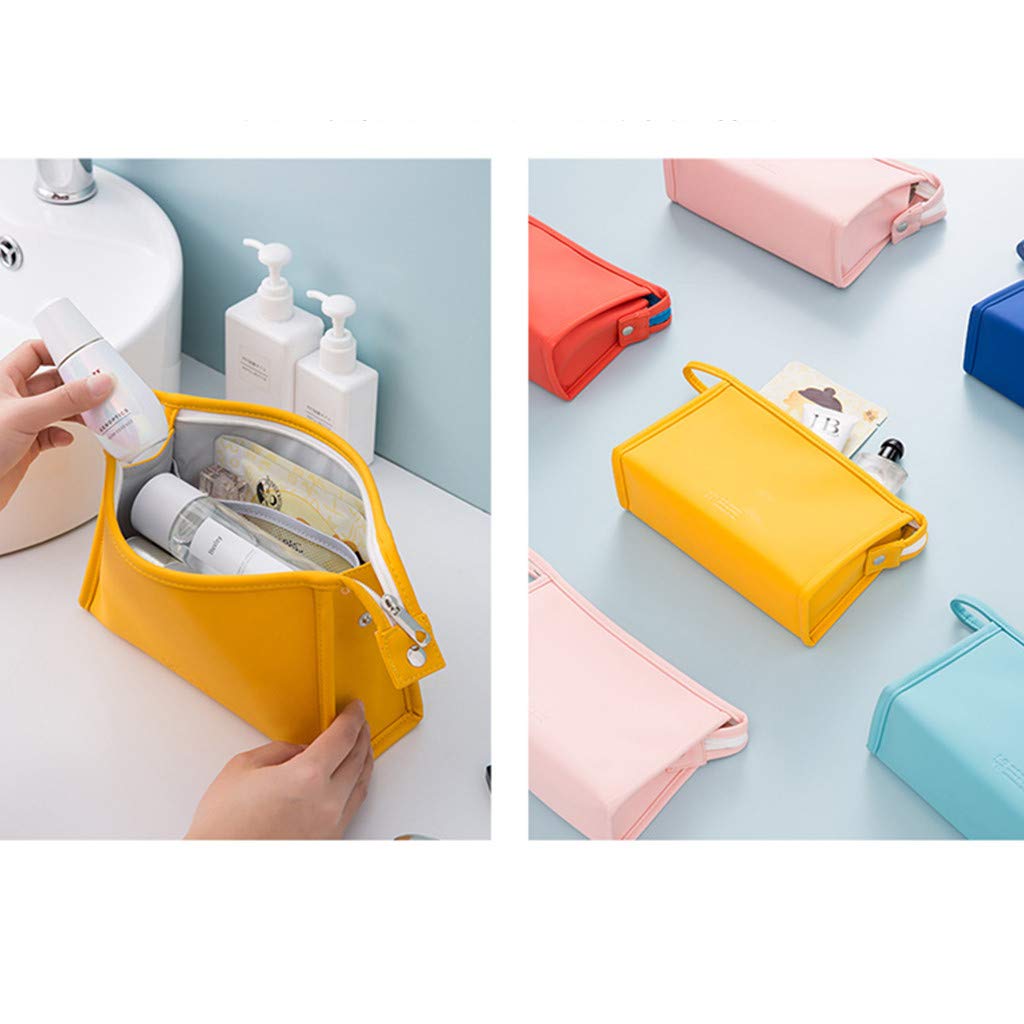 LYDZTION Makeup Bag Cosmetic Bag for Women,Portable Travel Bag PU Leather Waterproof Toiletry Bag Be