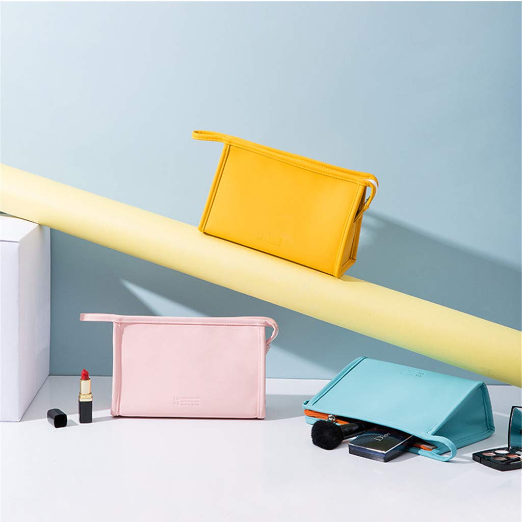LYDZTION Makeup Bag Cosmetic Bag for Women,Portable Travel Bag PU Leather Waterproof Toiletry Bag Be