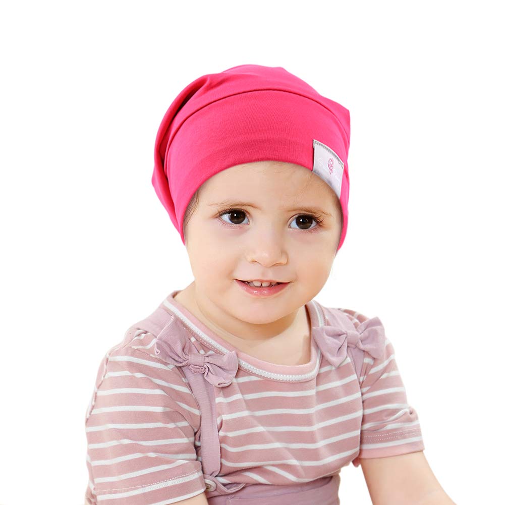 Greatremy Beanie Kids Silky Satin Lined Hair Bonnet Sleep Cap-Adjustable Elastic Band Slouchy Cotton