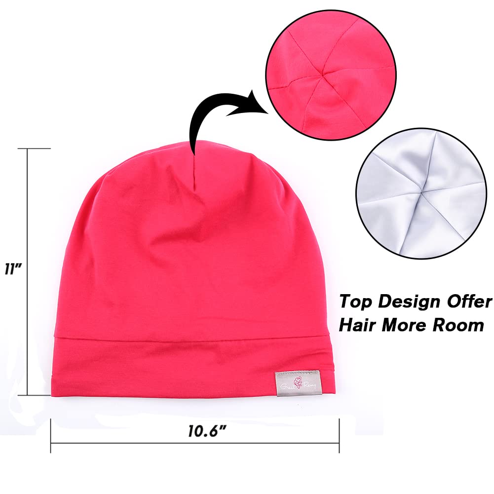Greatremy Beanie Kids Silky Satin Lined Hair Bonnet Sleep Cap-Adjustable Elastic Band Slouchy Cotton