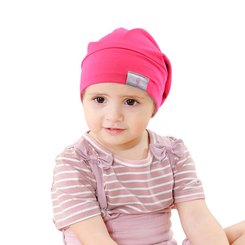 Greatremy Beanie Kids Silky Satin Lined Hair Bonnet Sleep Cap-Adjustable Elastic Band Slouchy Cotton