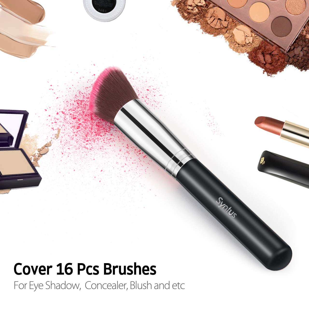Syntus Makeup Brush Set, Premium Synthetic Foundation Powder Kabuki Blush Concealer Eye Shadow 16 Pc