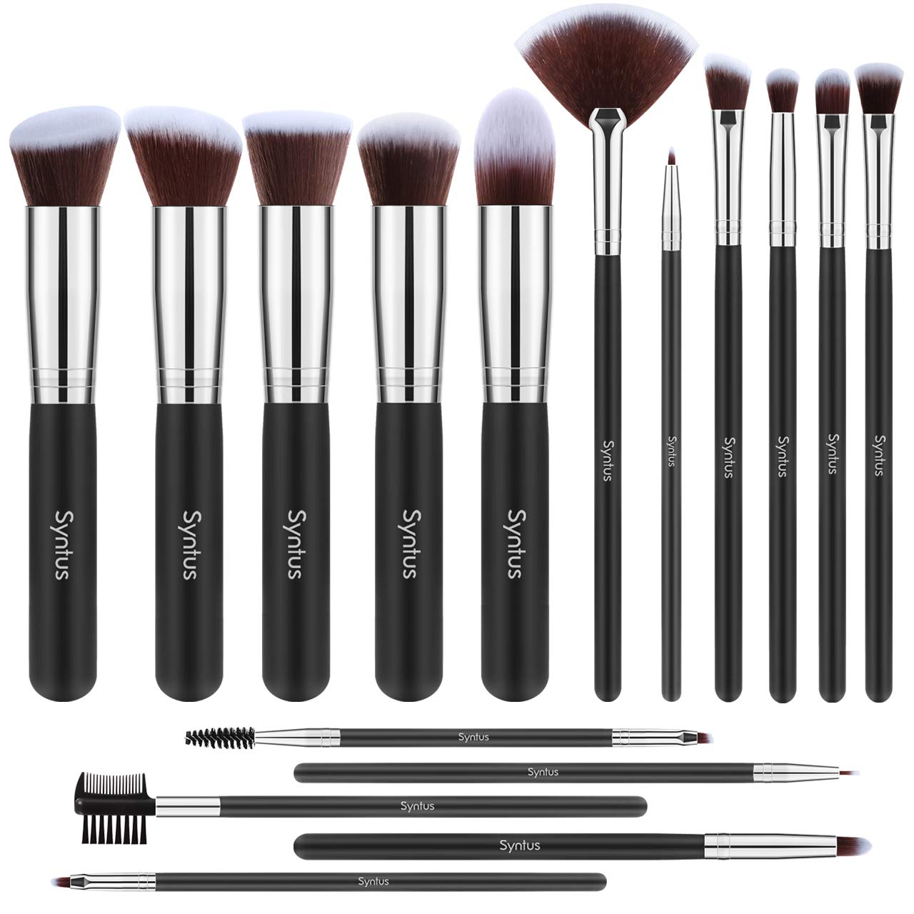 Syntus Makeup Brush Set, Premium Synthetic Foundation Powder Kabuki Blush Concealer Eye Shadow 16 Pc
