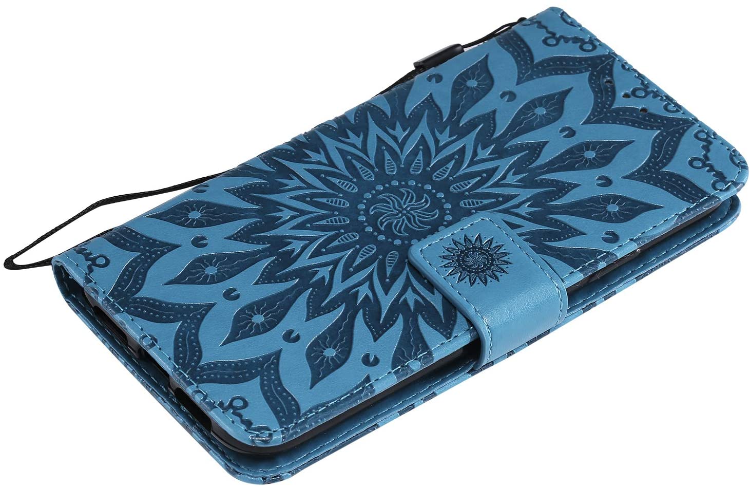 Cfrau Kickstand Wallet Case with Black Stylus for iPhone XR 6.1 inch,Retro Mandala Sunflower PU Leat
