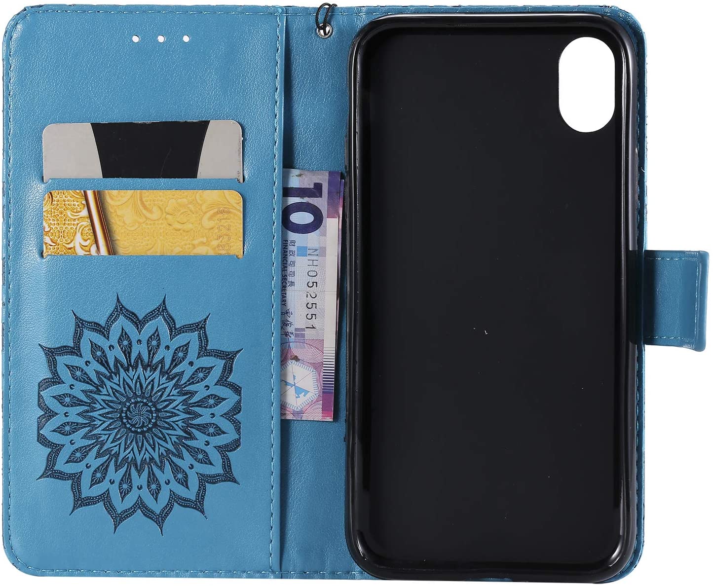 Cfrau Kickstand Wallet Case with Black Stylus for iPhone XR 6.1 inch,Retro Mandala Sunflower PU Leat