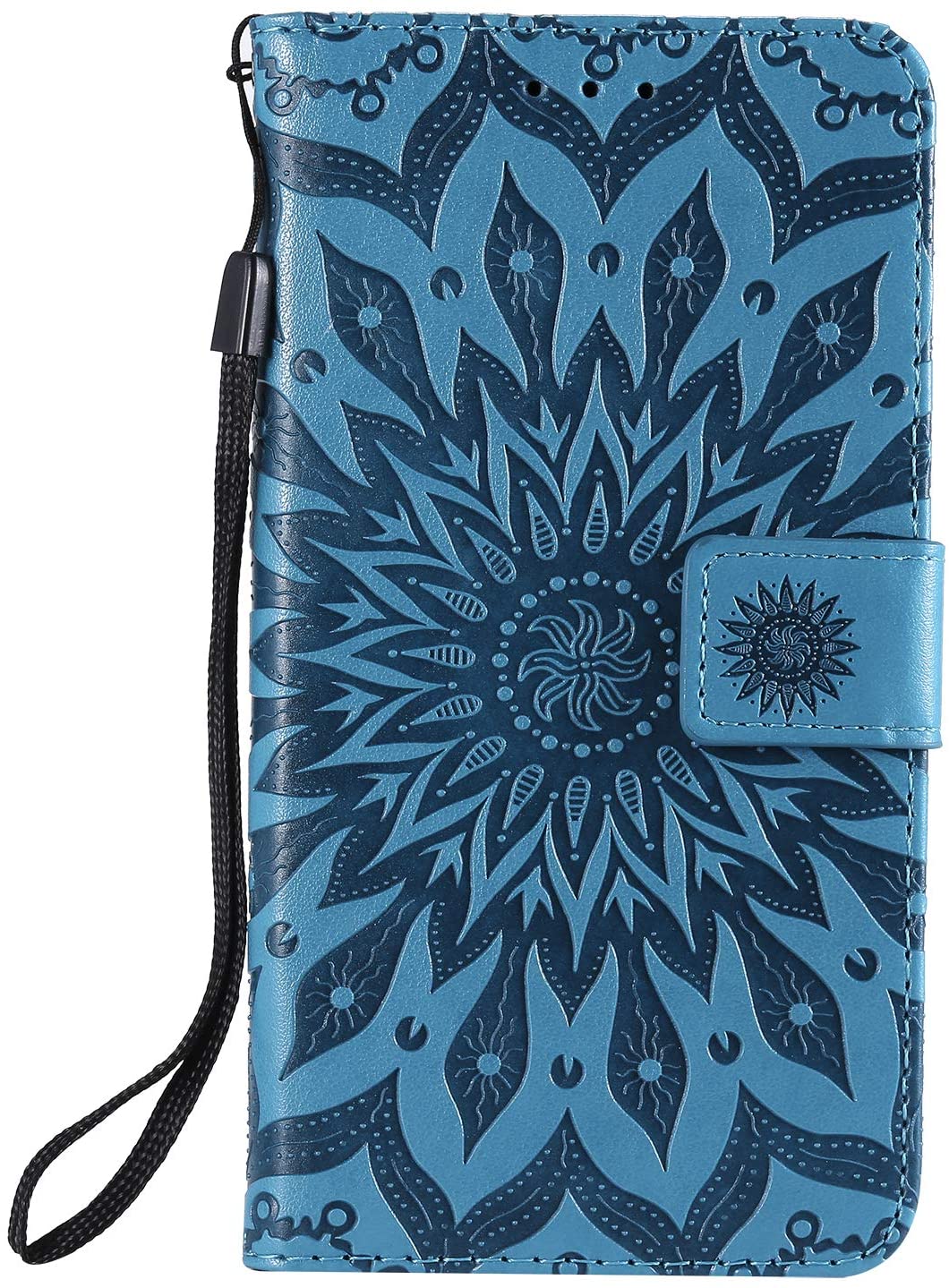 Cfrau Kickstand Wallet Case with Black Stylus for iPhone XR 6.1 inch,Retro Mandala Sunflower PU Leat