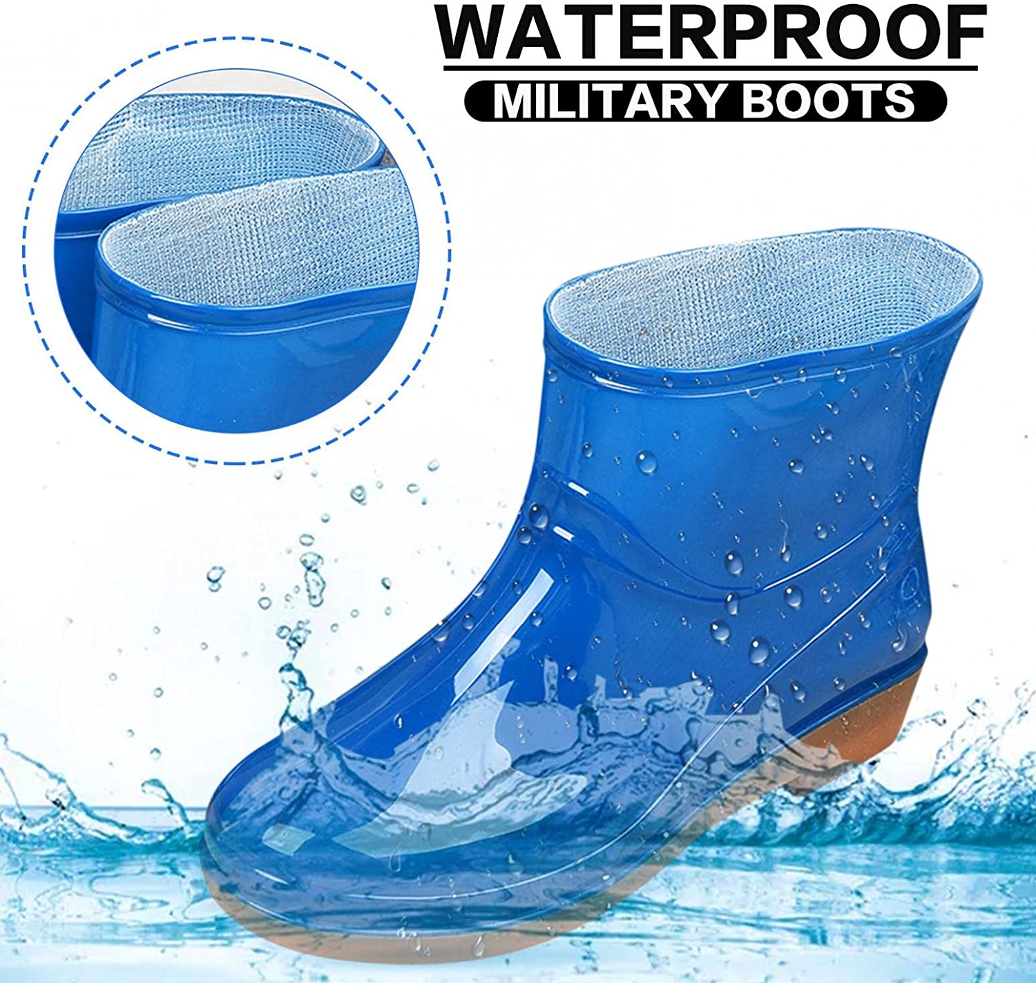 Aunimeifly Short rain Boots for Women and Waterproof Garden Shoes Stylish Light Ankle Rain Shoes and