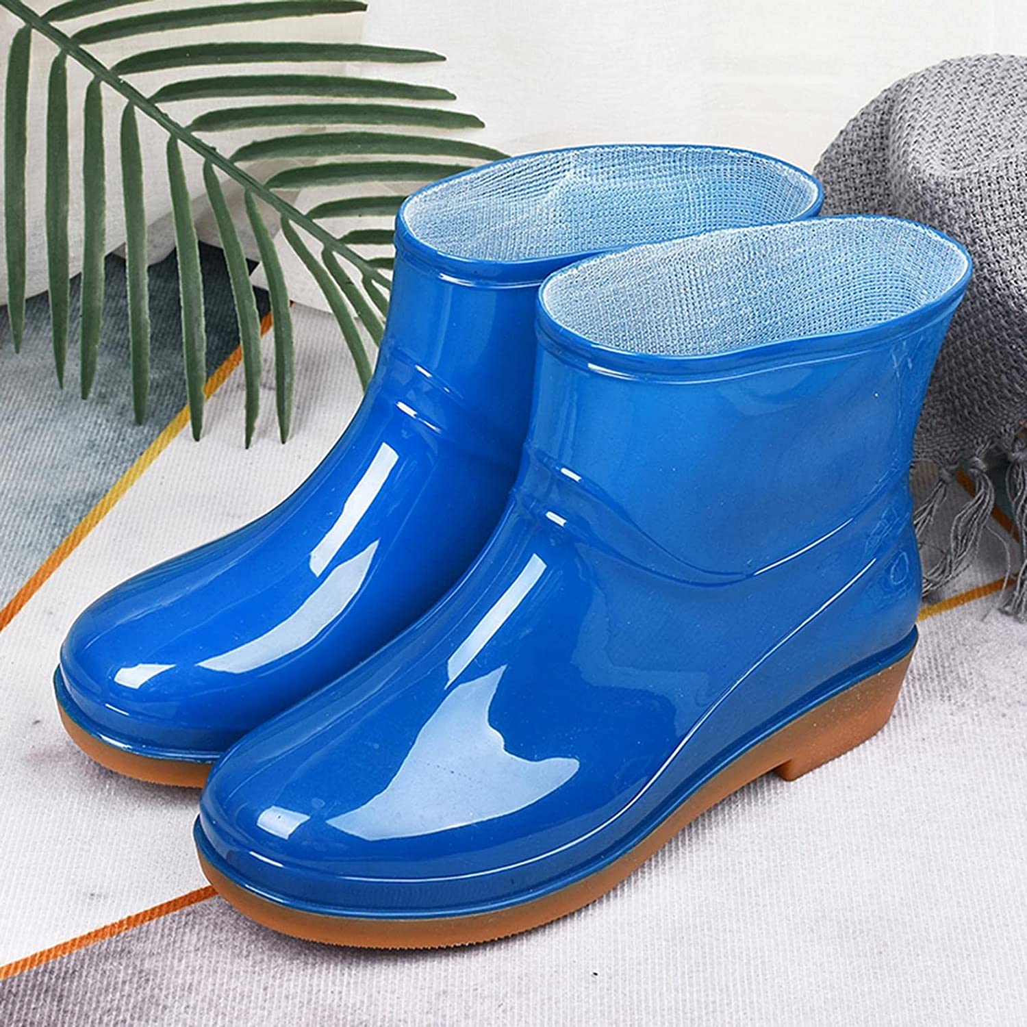 Aunimeifly Short rain Boots for Women and Waterproof Garden Shoes Stylish Light Ankle Rain Shoes and