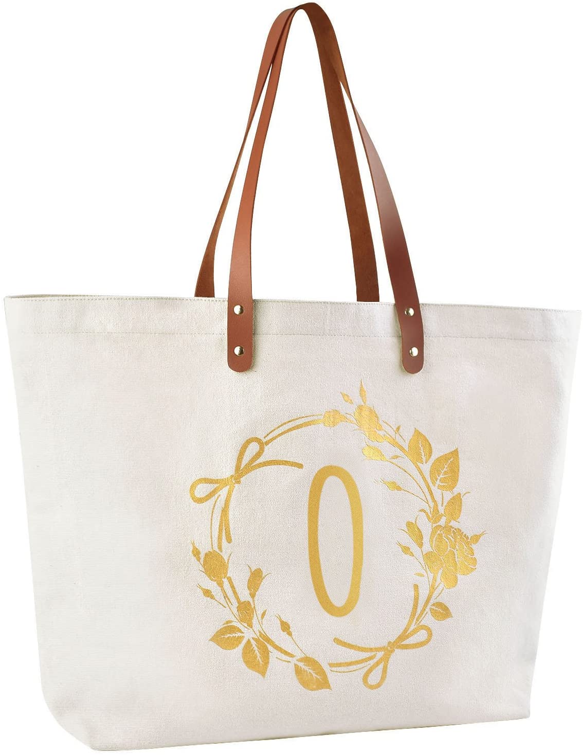 ElegantPark Monogrammed Gifts for Women Personalized Gifts Bag Monogram O Initial Bag Tote for Weddi