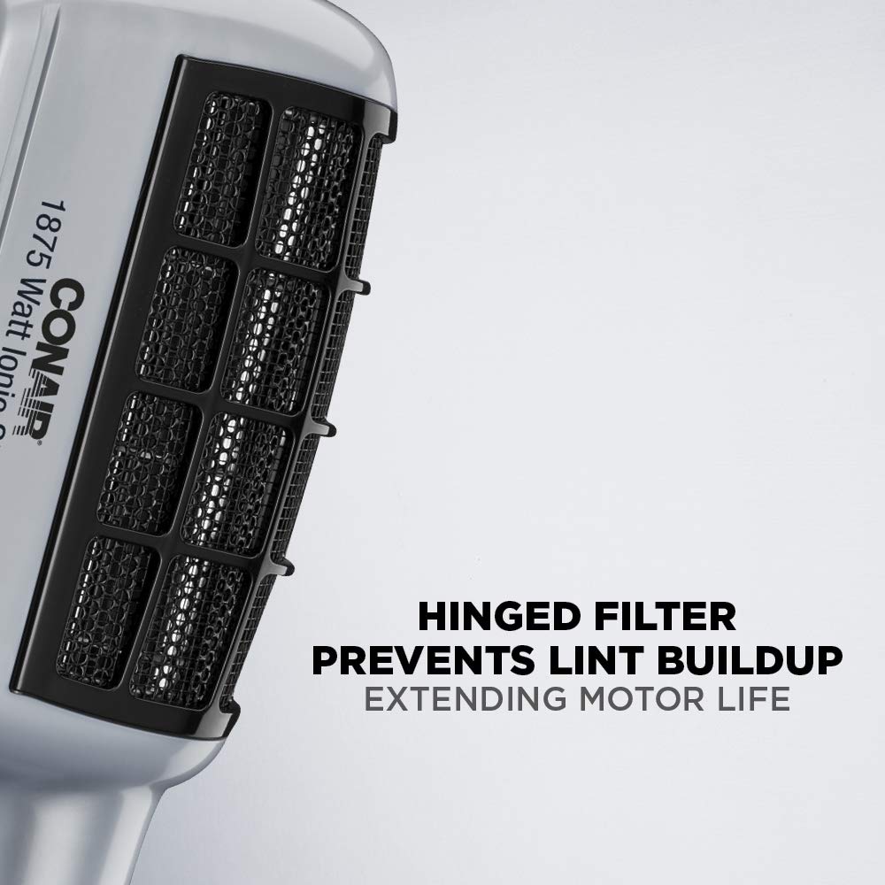 Conair 1875 Watt 3-in-1 Styling Hair Dryer with Ionic Technology and 3 Attachments