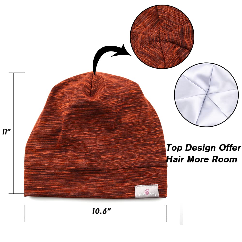 Greatremy Beanie Kids Silky Satin Lined Hair Bonnet Sleep Cap-Adjustable Elastic Band Slouchy Cotton
