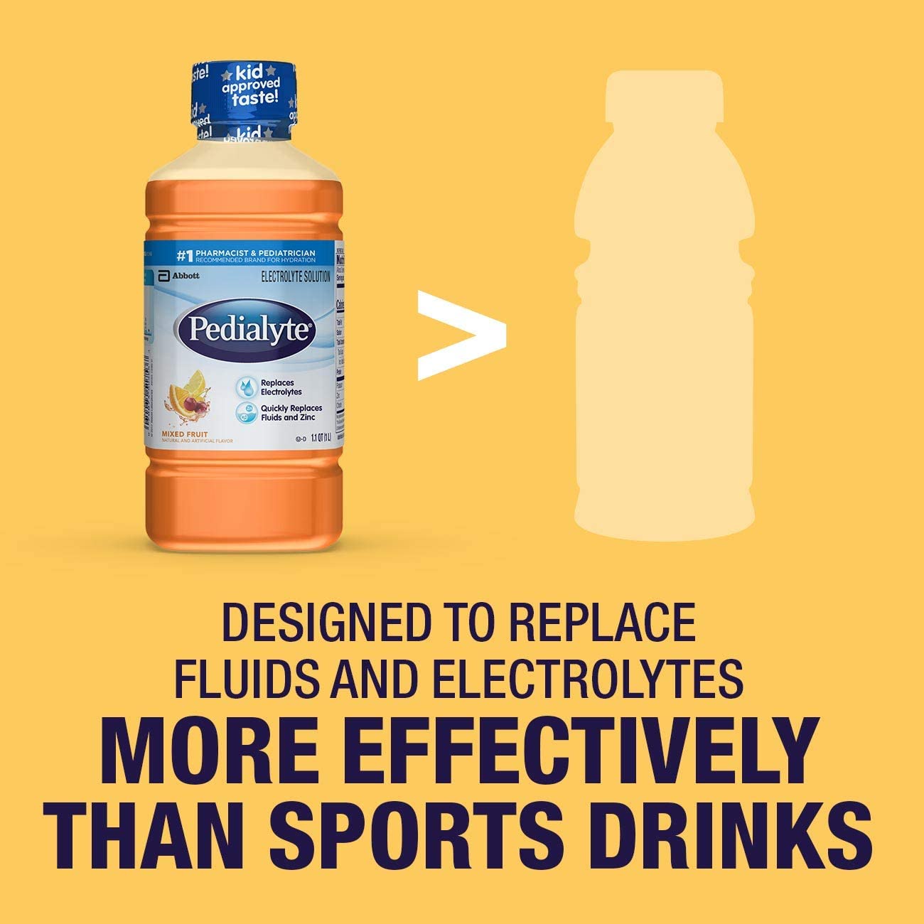 Pedialyte Electrolyte Solution, Hydration Drink, Mixed Fruit, 1 Liter, 8 Count