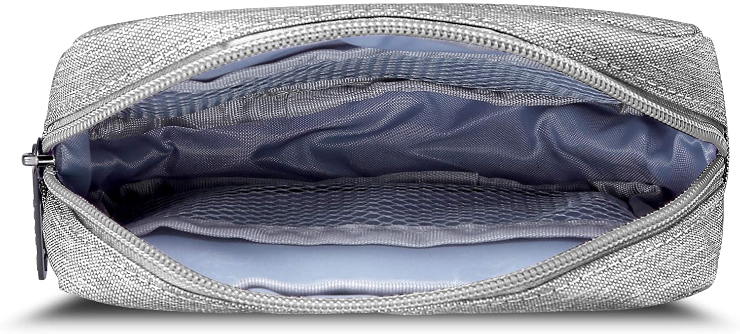 E-Tree 7 inch Canvas Zippered Small Bag, Mini Travel Makeup Carrying Case, Cosmetic Bag, Portable El