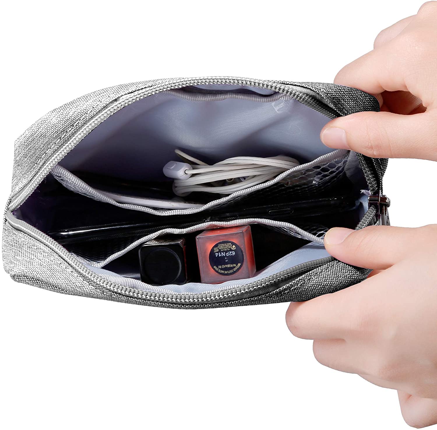 E-Tree 7 inch Canvas Zippered Small Bag, Mini Travel Makeup Carrying Case, Cosmetic Bag, Portable El